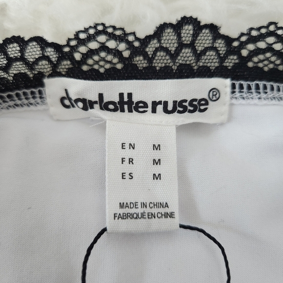 Charlotte Russe crop spaghetti straps lace trim cami tops. Pink-Black-Wh… - Picture 9 of 9